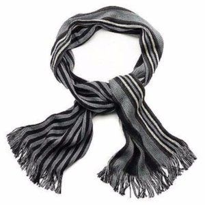 Apt 9 Raschel Mens Womens Winter Wrap Scarf Black Gray Stripe Reversible NWT
